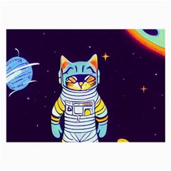 Cat Astronaut Space Retro Universe Large Glasses Cloth (2 Sides) by Bedest