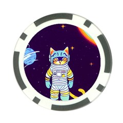 Cat Astronaut Space Retro Universe Poker Chip Card Guard by Bedest