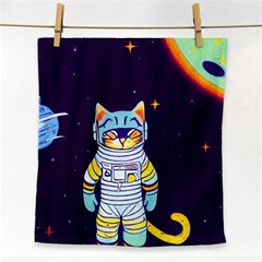 Cat Astronaut Space Retro Universe Face Towel by Bedest