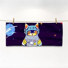 Cat Astronaut Space Retro Universe Hand Towel by Bedest