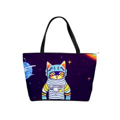 Cat Astronaut Space Retro Universe Classic Shoulder Handbag by Bedest