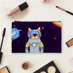 Cat Astronaut Space Retro Universe Cosmetic Bag (medium) by Bedest