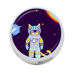 Cat Astronaut Space Retro Universe 4-port Usb Hub (one Side) by Bedest