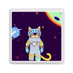 Cat Astronaut Space Retro Universe Memory Card Reader (Square) Front