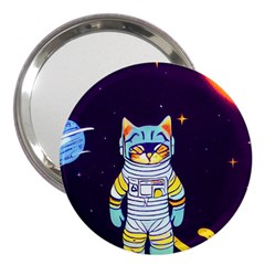 Cat Astronaut Space Retro Universe 3  Handbag Mirrors by Bedest