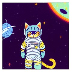 Cat Astronaut Space Retro Universe Square Satin Scarf (36  X 36 ) by Bedest