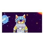 Cat Astronaut Space Retro Universe Satin Shawl 45  x 80  Front