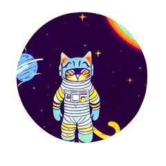 Cat Astronaut Space Retro Universe Mini Round Pill Box by Bedest