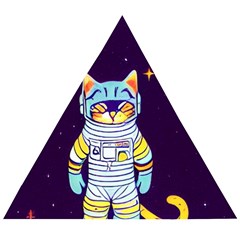 Cat Astronaut Space Retro Universe Wooden Puzzle Triangle by Bedest