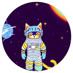 Cat Astronaut Space Retro Universe Round Trivet by Bedest