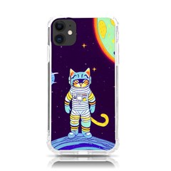 Cat Astronaut Space Retro Universe Iphone 11 Tpu Uv Print Case by Bedest