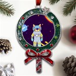 Cat Astronaut Space Retro Universe Metal X Mas Lollipop with Crystal Ornament Front