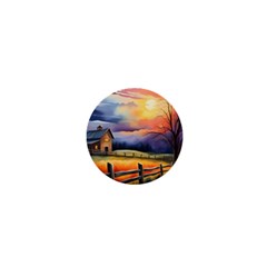 Rural Farm Fence Pathway Sunset 1  Mini Magnets