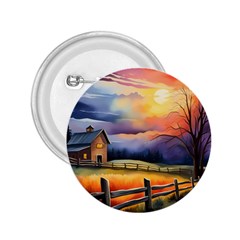 Rural Farm Fence Pathway Sunset 2.25  Buttons