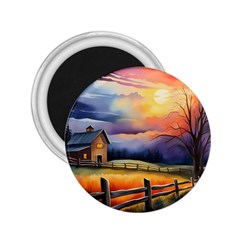 Rural Farm Fence Pathway Sunset 2.25  Magnets