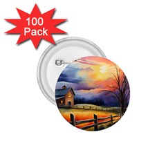 Rural Farm Fence Pathway Sunset 1.75  Buttons (100 pack) 