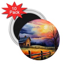 Rural Farm Fence Pathway Sunset 2.25  Magnets (10 pack) 