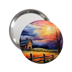 Rural Farm Fence Pathway Sunset 2.25  Handbag Mirrors