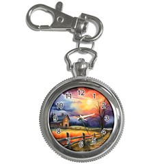 Rural Farm Fence Pathway Sunset Key Chain Watches