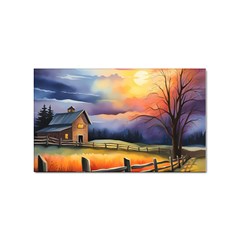 Rural Farm Fence Pathway Sunset Sticker (Rectangular)