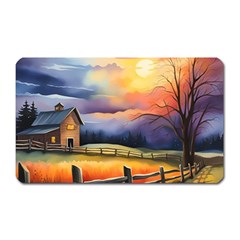 Rural Farm Fence Pathway Sunset Magnet (Rectangular)