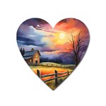 Rural Farm Fence Pathway Sunset Heart Magnet Front