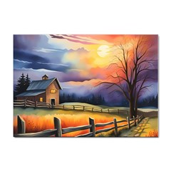 Rural Farm Fence Pathway Sunset Sticker A4 (10 pack)