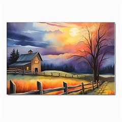 Rural Farm Fence Pathway Sunset Postcards 5  x 7  (Pkg of 10)