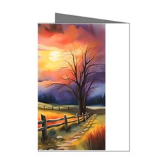 Rural Farm Fence Pathway Sunset Mini Greeting Cards (Pkg of 8)