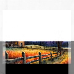 Rural Farm Fence Pathway Sunset Rectangular Jigsaw Puzzl