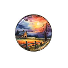 Rural Farm Fence Pathway Sunset Hat Clip Ball Marker (4 pack)