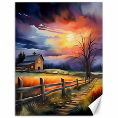 Rural Farm Fence Pathway Sunset Canvas 18  X 24  by Bedest