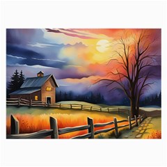 Rural Farm Fence Pathway Sunset Large Glasses Cloth by Bedest