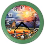 Rural Farm Fence Pathway Sunset Color Wall Clock Front