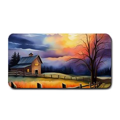 Rural Farm Fence Pathway Sunset Medium Bar Mat