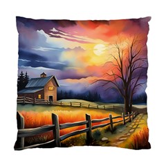 Rural Farm Fence Pathway Sunset Standard Cushion Case (one Side) by Bedest