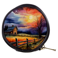 Rural Farm Fence Pathway Sunset Mini Makeup Bag