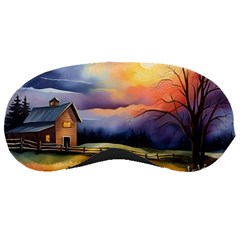 Rural Farm Fence Pathway Sunset Sleep Mask