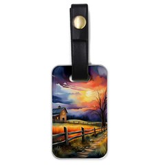 Rural Farm Fence Pathway Sunset Luggage Tag (one Side) by Bedest