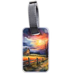 Rural Farm Fence Pathway Sunset Luggage Tag (two Sides) by Bedest