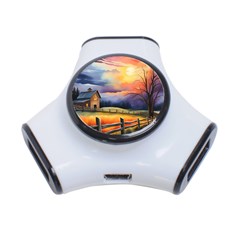 Rural Farm Fence Pathway Sunset 3-port Usb Hub by Bedest