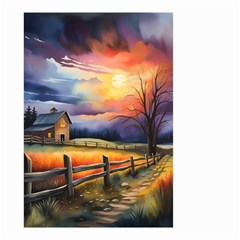 Rural Farm Fence Pathway Sunset Small Garden Flag (two Sides) by Bedest