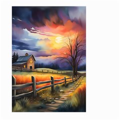 Rural Farm Fence Pathway Sunset Large Garden Flag (two Sides) by Bedest