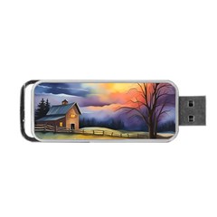 Rural Farm Fence Pathway Sunset Portable Usb Flash (one Side) by Bedest