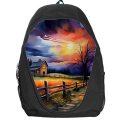 Rural Farm Fence Pathway Sunset Backpack Bag