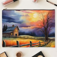 Rural Farm Fence Pathway Sunset Cosmetic Bag (XXXL)