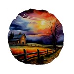 Rural Farm Fence Pathway Sunset Standard 15  Premium Flano Round Cushions Front