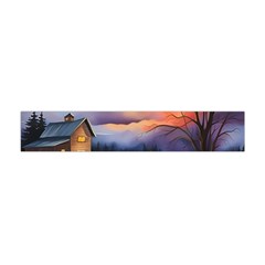 Rural Farm Fence Pathway Sunset Premium Plush Fleece Scarf (Mini)