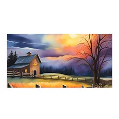 Rural Farm Fence Pathway Sunset Satin Wrap 35  x 70 