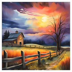 Rural Farm Fence Pathway Sunset Lightweight Scarf 